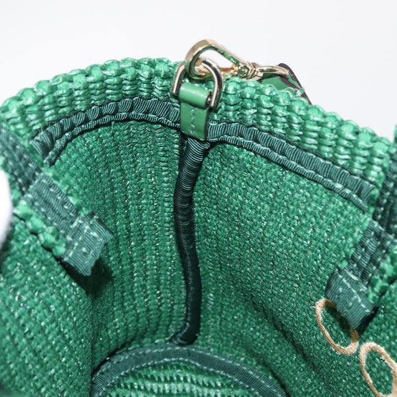 Jimmy Choo Hand Bag Raffia 2way Green Gold Auth BA9200