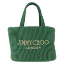 Jimmy Choo Hand Bag Raffia 2way Green Gold Auth BA9200-2
