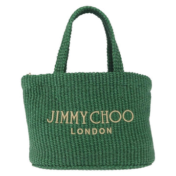 Jimmy Choo Hand Bag Raffia 2way Green Gold Auth BA9200 - 0
