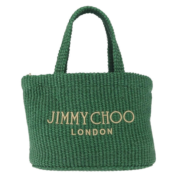 Jimmy Choo Handtas Raffia 2-weg Groen Goud Auth BA9200