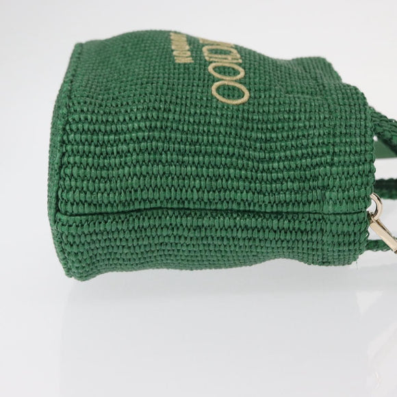 Jimmy Choo Hand Bag Raffia 2way Green Gold Auth BA9200