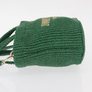 Jimmy Choo Hand Bag Raffia 2way Green Gold Auth BA9200-5