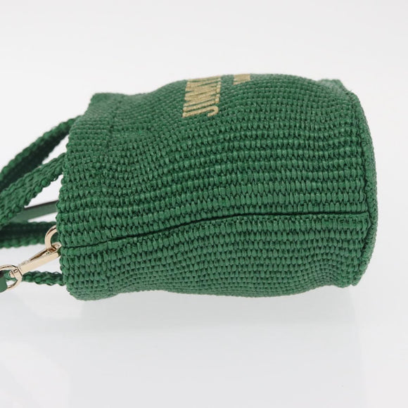 Jimmy Choo Hand Bag Raffia 2way Green Gold Auth BA9200