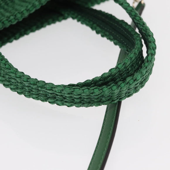 Jimmy Choo Hand Bag Raffia 2way Green Gold Auth BA9200