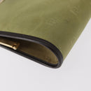 Christian Dior Trotter Canvas Clutch Bag Green Gold Auth BA9201-9