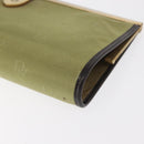 Christian Dior Trotter Canvas Clutch Bag Green Gold Auth BA9201-14