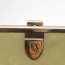 Christian Dior Trotter Canvas Clutch Bag Green Gold Auth BA9201-10