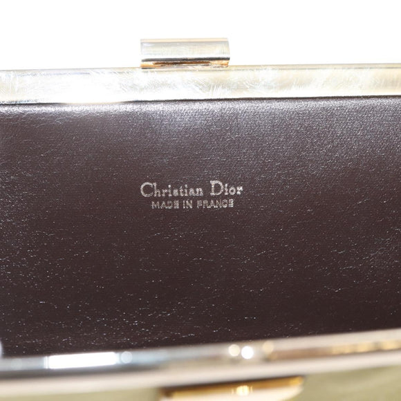Christian Dior Trotter Canvas Clutch Bag Green Gold Auth BA9201