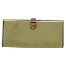 Christian Dior Trotter Canvas Clutch Bag Green Gold Auth BA9201-13
