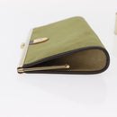 Christian Dior Trotter Canvas Clutch Bag Green Gold Auth BA9201-5