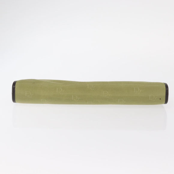 Christian Dior Trotter Canvas Clutch Bag Green Gold Auth BA9201