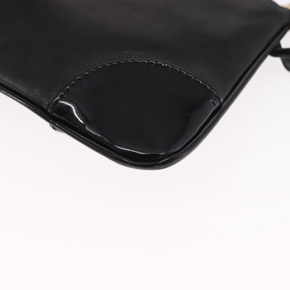 CHANEL Camelia Clutch Bag Lamb Skin Black Silver CC Auth BA9202V