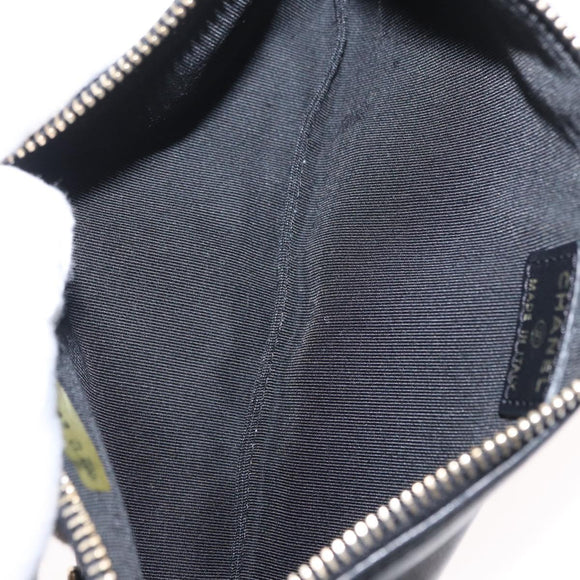 CHANEL Camelia Clutch Bag Lamb Skin Black Silver CC Auth BA9202V