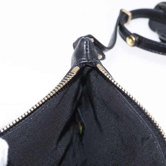 CHANEL Camelia Clutch Bag Lamb Skin Black Silver CC Auth BA9202V