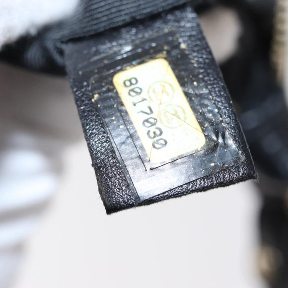 CHANEL Camelia Clutch Bag Lamb Skin Black Silver CC Auth BA9202V