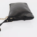 CHANEL Camelia Clutch Bag Lamb Skin Black Silver CC Auth BA9202V-4