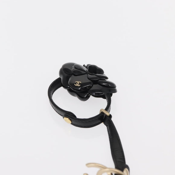 CHANEL Camelia Clutch Bag Lamb Skin Black Silver CC Auth BA9202V