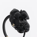 CHANEL Camelia Clutch Bag Lamb Skin Black Silver CC Auth BA9202V-9