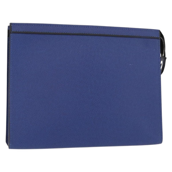 LOUIS VUITTON Taiga Leather Pochette Voyager MM Bag Blue M30399 LV Auth BA9205