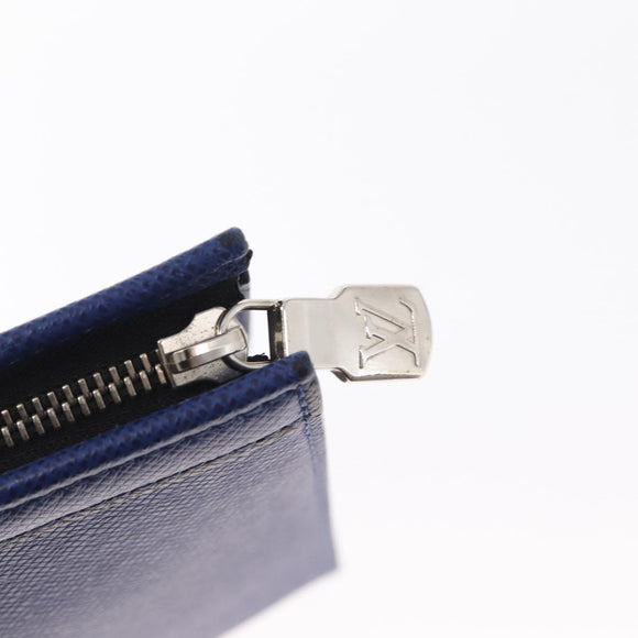 LOUIS VUITTON Taiga Leather Pochette Voyager MM Bag Blue M30399 LV Auth BA9205