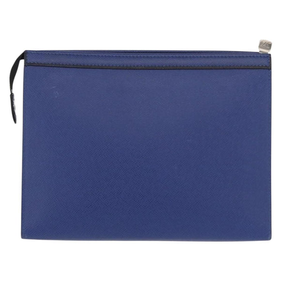 LOUIS VUITTON Taiga Leather Pochette Voyager MM Bag Blue M30399 LV Auth BA9205