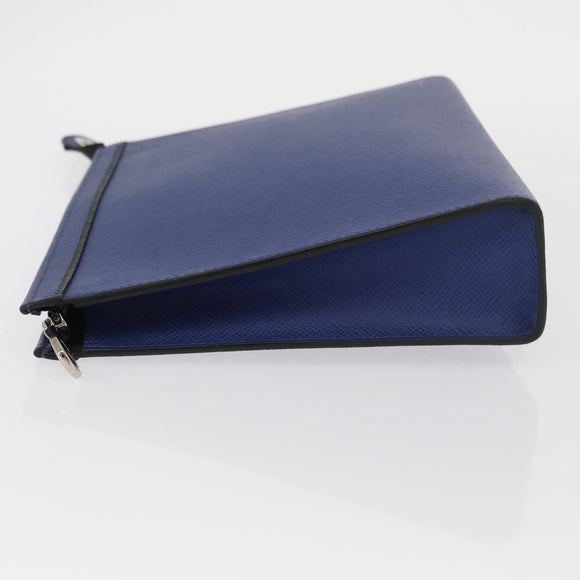 LOUIS VUITTON Taiga Leather Pochette Voyager MM Bag Blue M30399 LV Auth BA9205