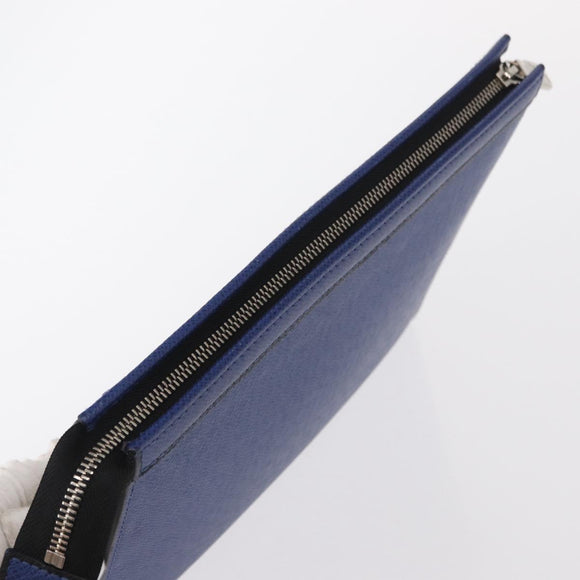 LOUIS VUITTON Taiga Leather Pochette Voyager MM Bag Blue M30399 LV Auth BA9205