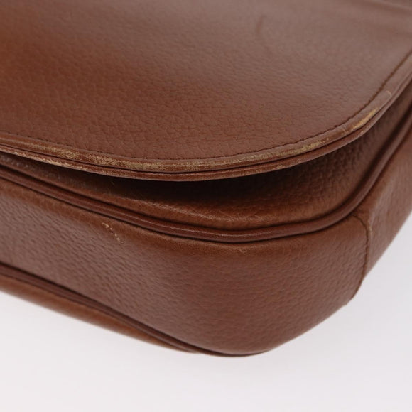 Burberrys Shoulder Bag Leather Brown Gold Auth BA9207