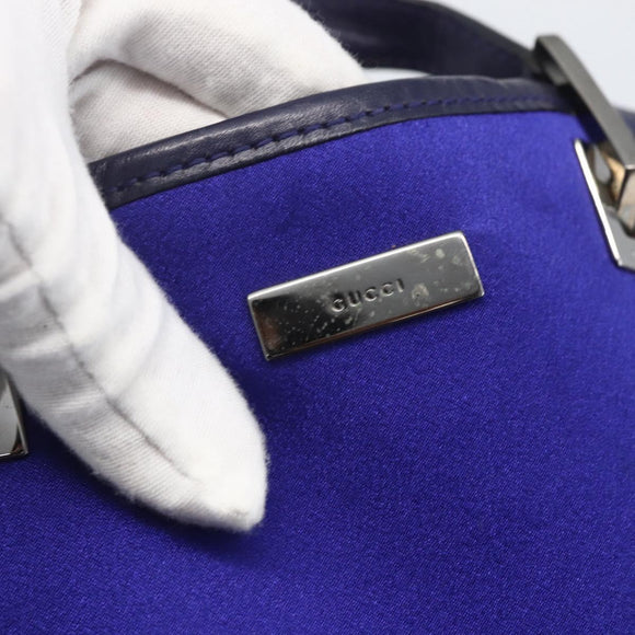 GUCCI Tote Bag Nylon Leather Blue Silver 002 1099 Auth BA9208