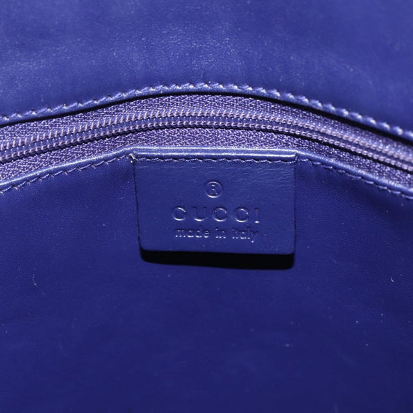 GUCCI Tote Bag Nylon Leather Blue Silver 002 1099 Auth BA9208