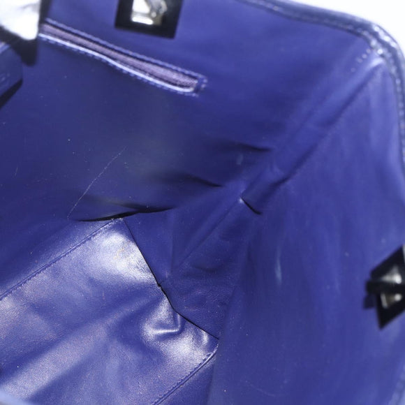 GUCCI Tote Bag Nylon Leather Blue Silver 002 1099 Auth BA9208