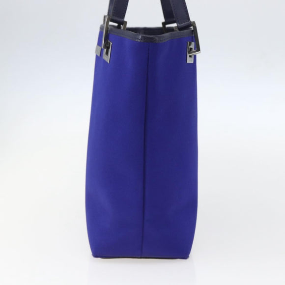 GUCCI Tote Bag Nylon Leather Blue Silver 002 1099 Auth BA9208