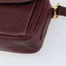 CARTIER Must Line Shoulder Bag Leather Bordeaux Gold Auth BA9209-9