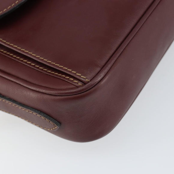 CARTIER Must Line Shoulder Bag Leather Bordeaux Gold Auth BA9209