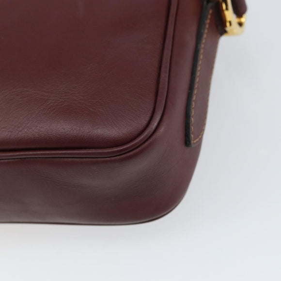 CARTIER Must Line Shoulder Bag Leather Bordeaux Gold Auth BA9209