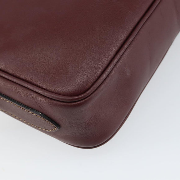 CARTIER Must Line Shoulder Bag Leather Bordeaux Gold Auth BA9209