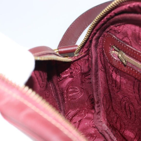 CARTIER Must Line Shoulder Bag Leather Bordeaux Gold Auth BA9209