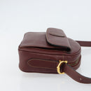 CARTIER Must Line Shoulder Bag Leather Bordeaux Gold Auth BA9209-3
