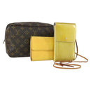 LOUIS VUITTON Monogram Vernis Epi Pouch 3 Set Yellow Beige LV Auth BA9212-1
