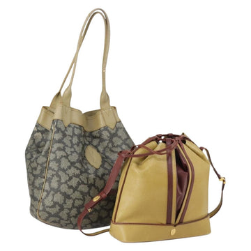 CARTIER Saint Laurent Shoulder Bag Leather 2 Set Beige Brown Auth BA9213