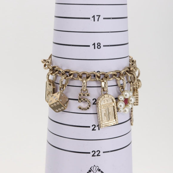 CHANEL COCO Mark Bracelet metal Gold CC Auth BA9218SAM