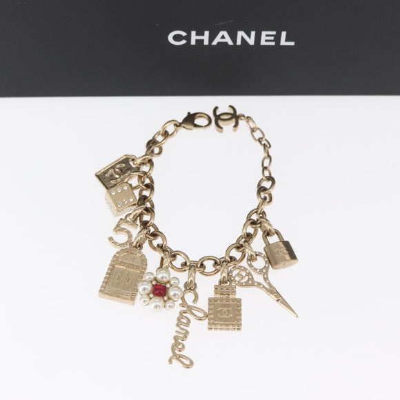 CHANEL COCO Mark Bracelet metal Gold CC Auth BA9218AM