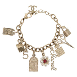 CHANEL COCO Mark Bracelet metal Gold CC Auth BA9218SAM