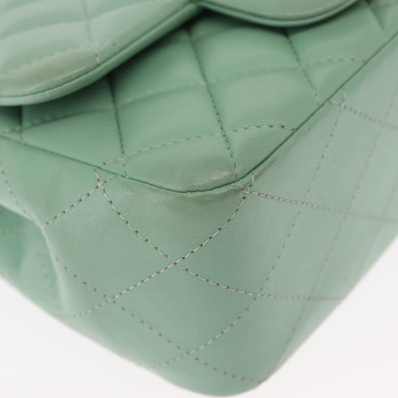 CHANEL Chain Mini Matelasse 16 Bag Lamb Skin LIme Green Gold CC Auth BA9219SAV