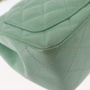 CHANEL Chain Mini Matelasse 16 Bag Lamb Skin LIme Green Gold CC Auth BA9219SAV-14