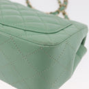 CHANEL Chain Mini Matelasse 16 Bag Lamb Skin LIme Green Gold CC Auth BA9219SAV-15