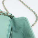 CHANEL Chain Mini Matelasse 16 Bag Lamb Skin LIme Green Gold CC Auth BA9219SAV-23