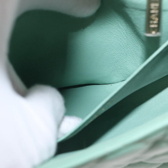 CHANEL Chain Mini Matelasse 16 Bag Lamb Skin LIme Green Gold CC Auth BA9219SAV