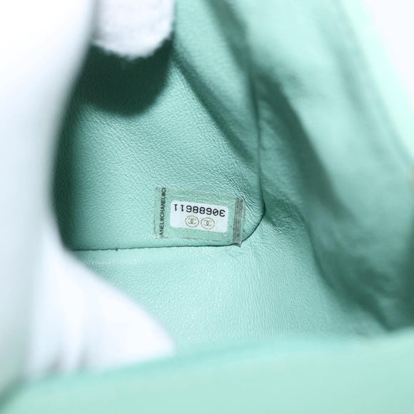 CHANEL Chain Mini Matelasse 16 Bag Lamb Skin LIme Green Gold CC Auth BA9219SAV