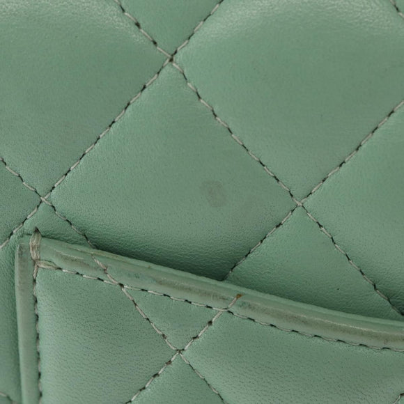 CHANEL Chain Mini Matelasse 16 Bag Lamb Skin LIme Green Gold CC Auth BA9219SAV